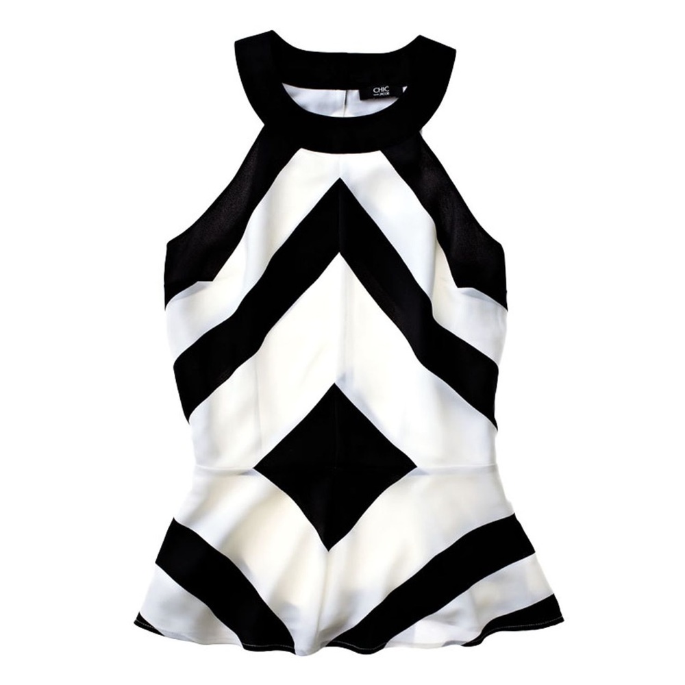 CHIC by Jacob Chevron Patterned Blouse